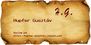 Hupfer Gusztáv névjegykártya